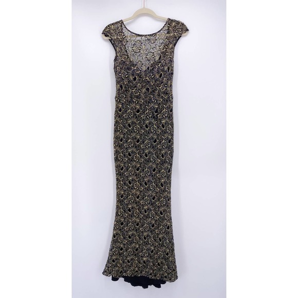 Theia Dresses & Skirts - Theia Edinburgh Gown Cocktail Dress Gold Black Maxi Lace Corset Wedding $895